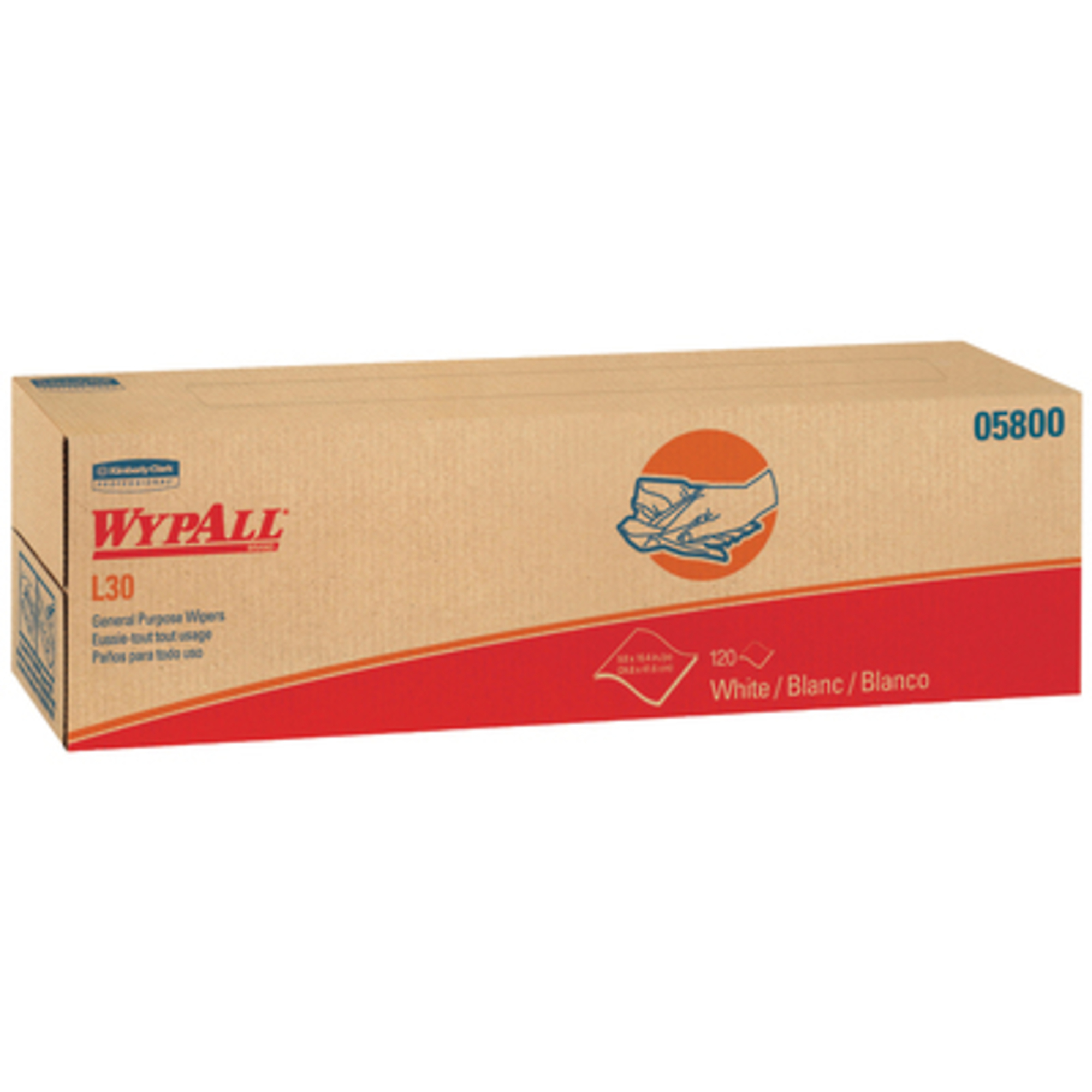 WypAll L30 Economy Wipers - 16.4in. x 9.8in., White, 8/Case, Model# KW112